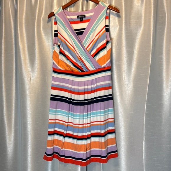 Lands' End Purple and Blue Pleated‎ Tiered Midi Sundress size Large 14/16 - Picture 1 of 3
